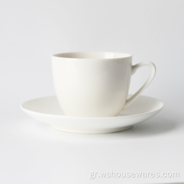 Βρετανικό καθαρό λευκό καφέ Bonechina σετ καφέ